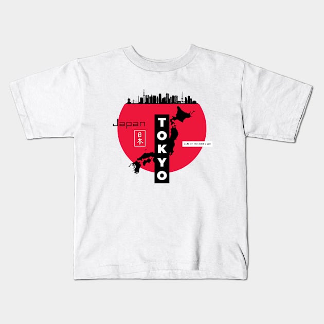 Tokyo Japan land of the rising sun Kids T-Shirt by Tip Top Tee's